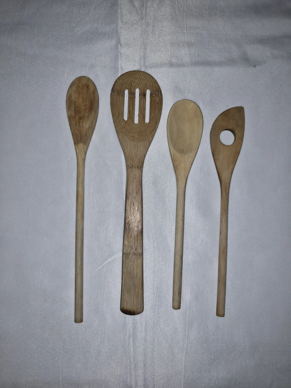 Set of 4 Wooden Cooking Spoons - Natural Wood